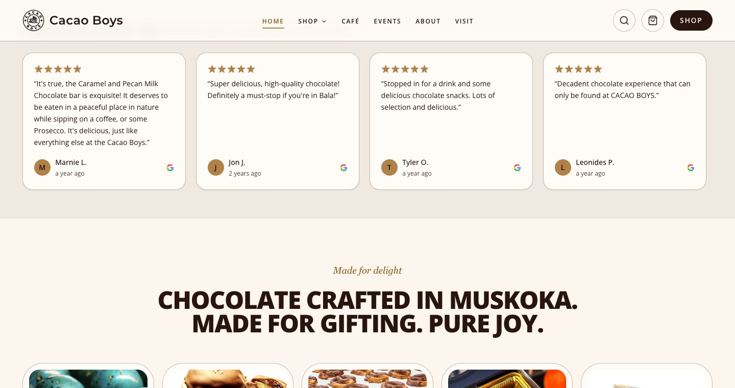 The Google reviews wall on the live homepage