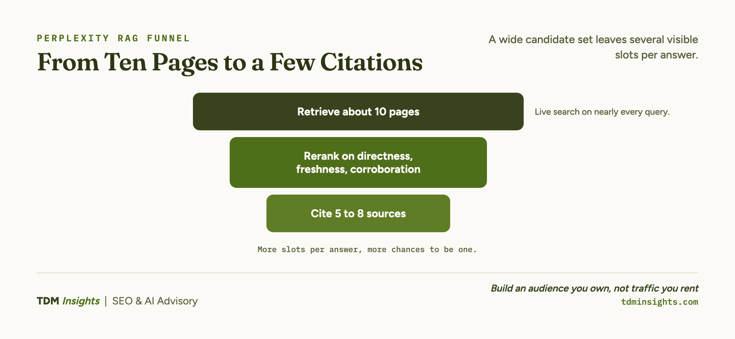 From Ten Pages to a Few Citations. A wide candidate set leaves several visible slots per answer.