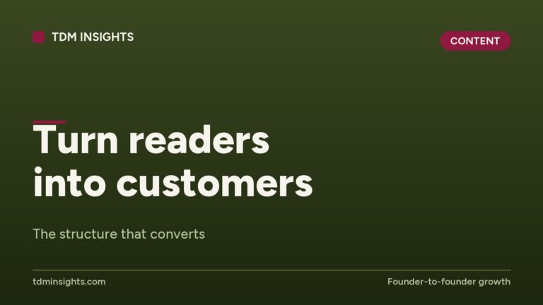 TDM Insights logo with the phrase 'Turn readers into customers'.