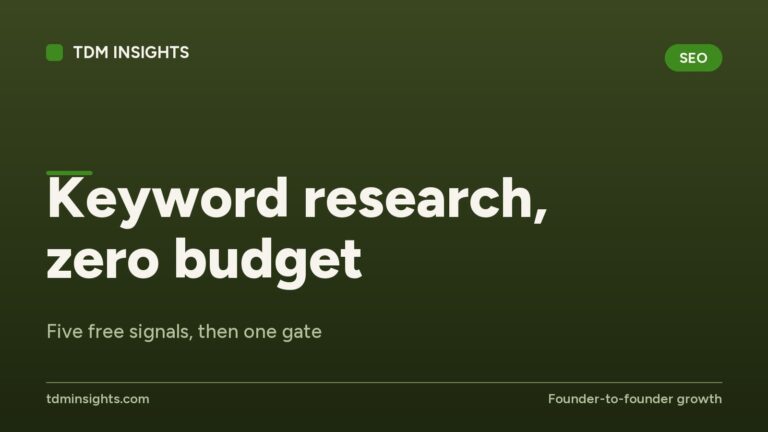 Green digital marketing banner with SEO and keyword research text.