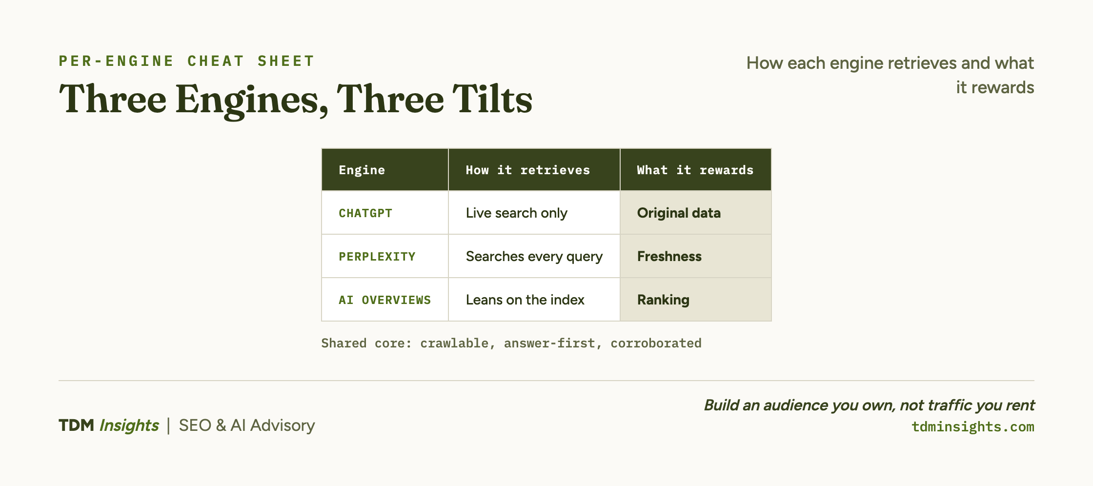 Comparison of three search engines and their retrieval methods and rewards.