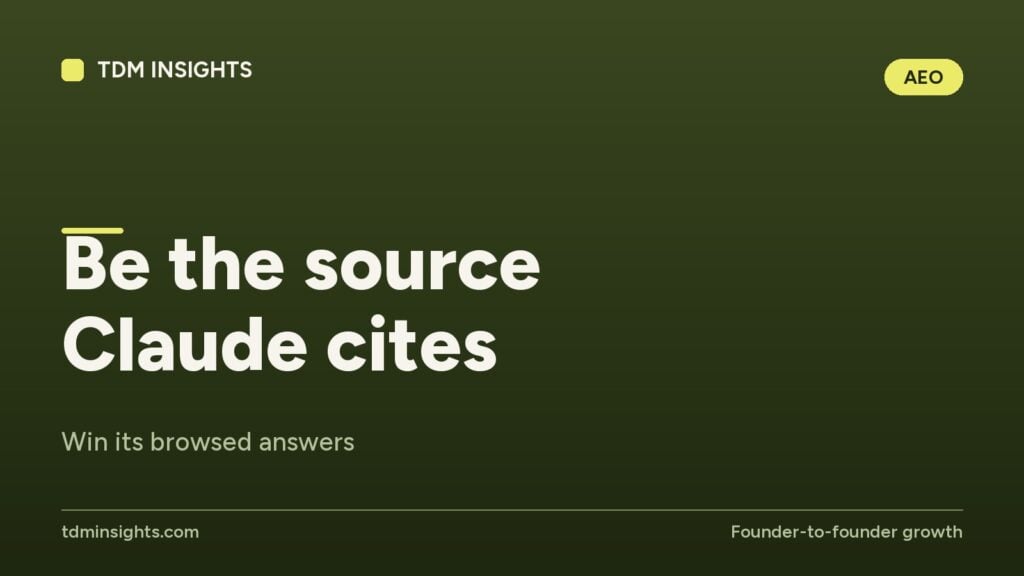 TDM Insights logo with slogan 'Be the source Claude cites' and website link.