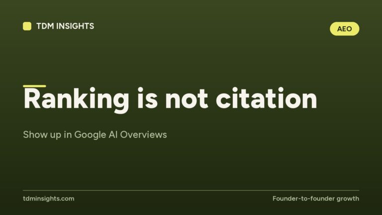 Show up in Google AI Overviews with TDM Insights branding.