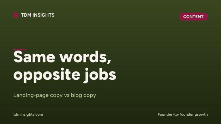 Landing-page copy vs blog copy - TDM Insights article image.