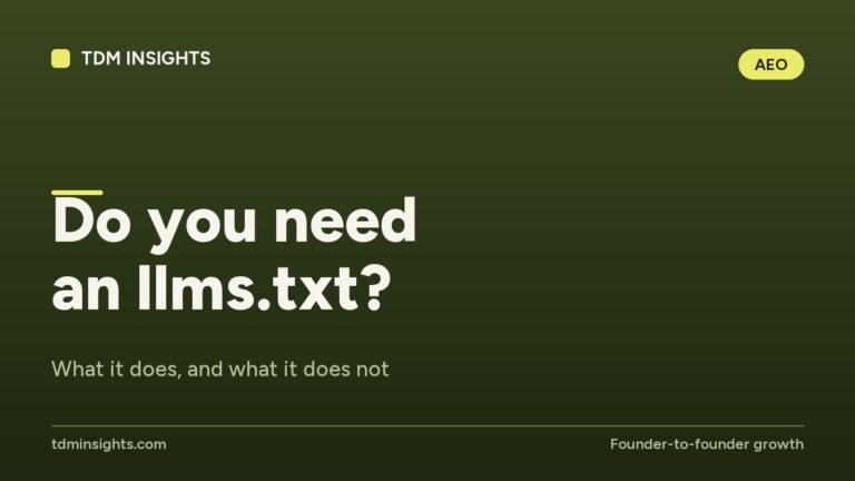 Promotional image for ILMS.txt by TDM Insights with green background and white text.