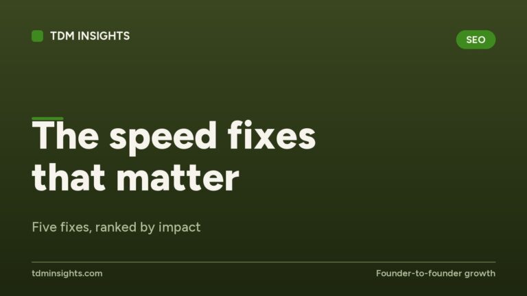 TDM Insights article cover on speed fixes impacting growth and performance.