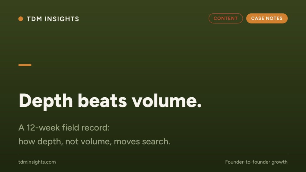 Graph showing depth's importance over volume in search strategies.