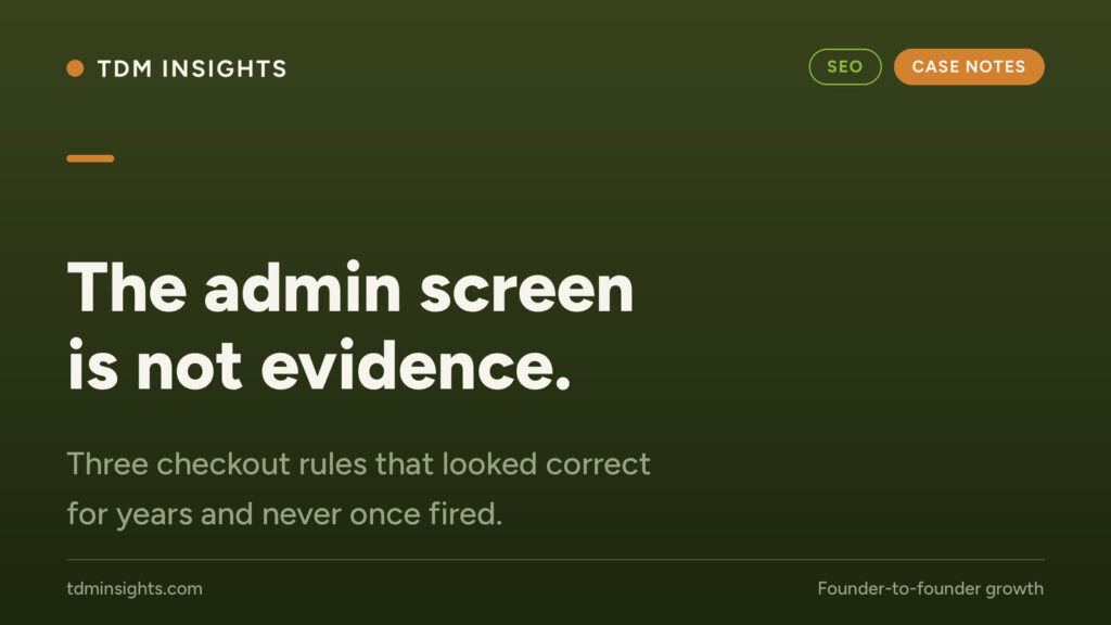 Screenshot of TDM Insights website with message about admin screen evidence.