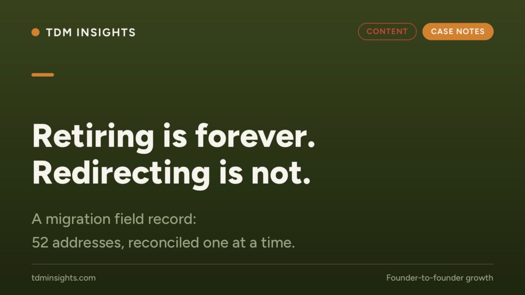 TDM Insights logo with tagline about retirement and redirecting.
