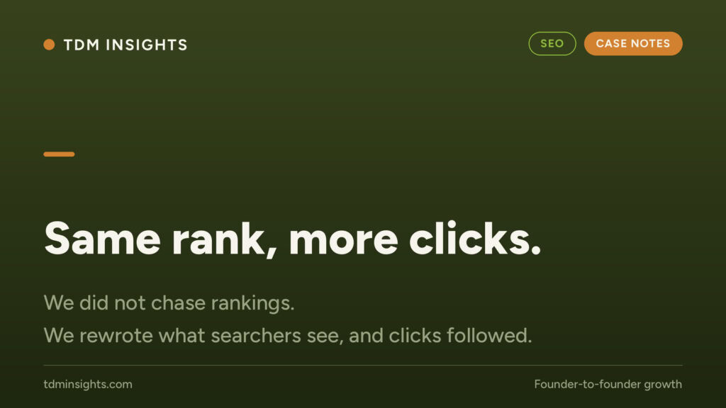TDM Insights logo with the tagline 'Same rank, more clicks'.