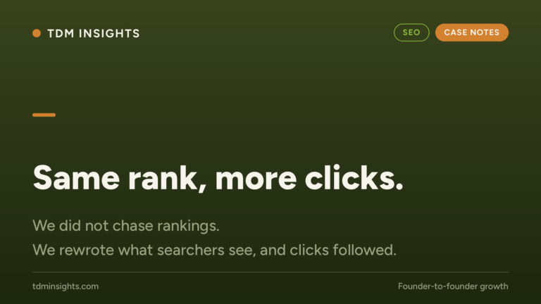 TDM Insights logo with the tagline 'Same rank, more clicks'.