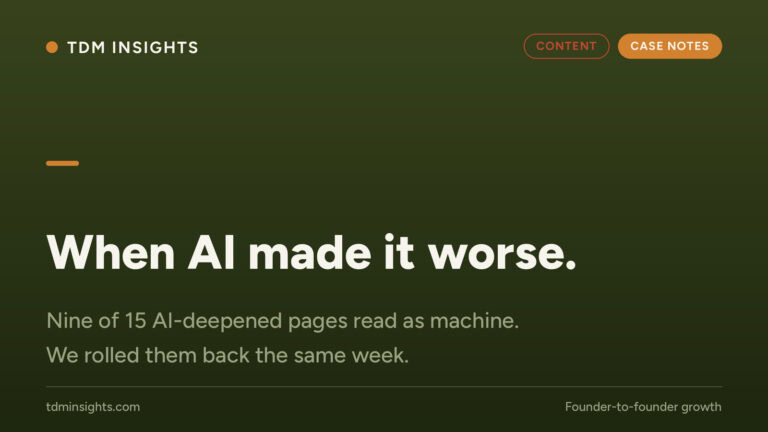 AI worsened the situation, nine of 15 pages read as machine, same week rolled back.