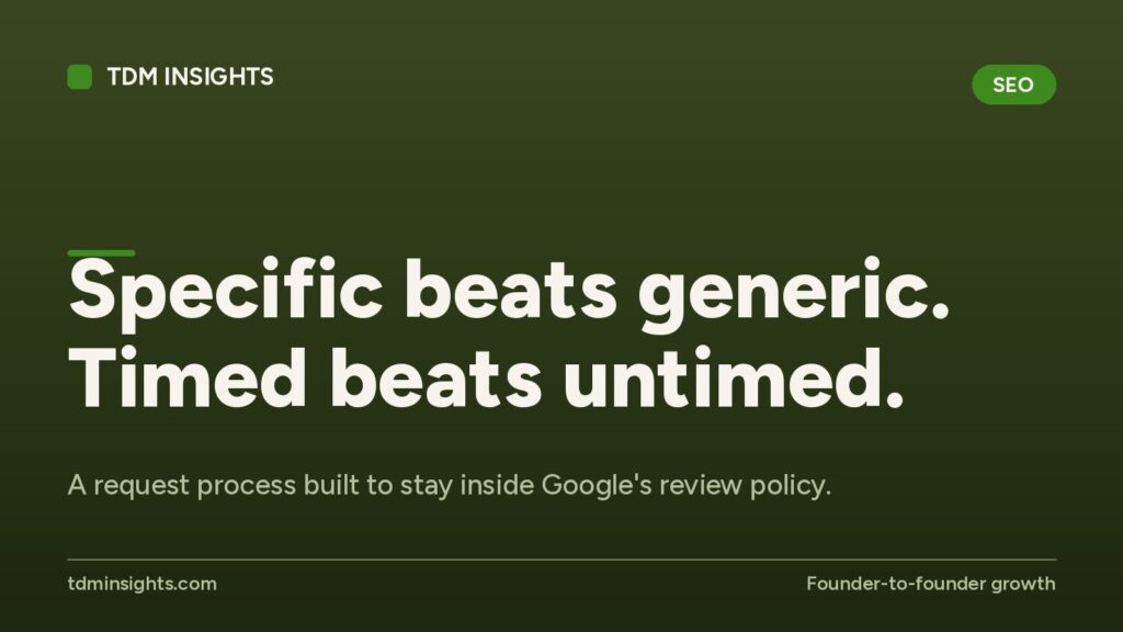 Graphic showing TDM Insights' focus on specific vs. generic beats and timed beats.