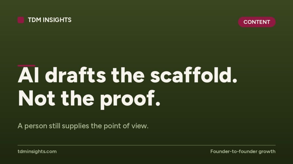AI drafts the scaffold, not the proof, emphasizing human input in AI-driven innovation.