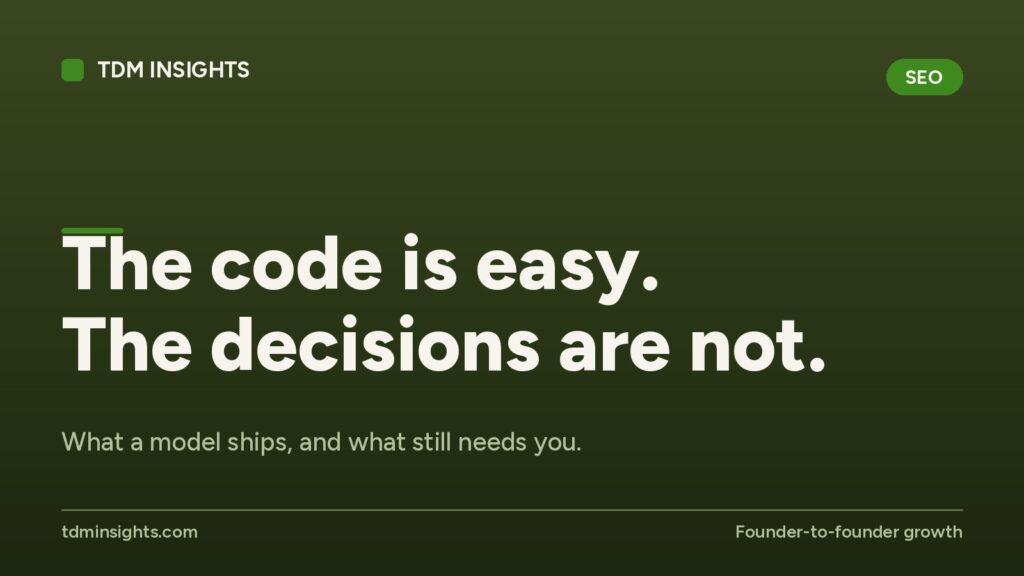 TDM Insights logo with the tagline 'The code is easy. The decisions are not.'.