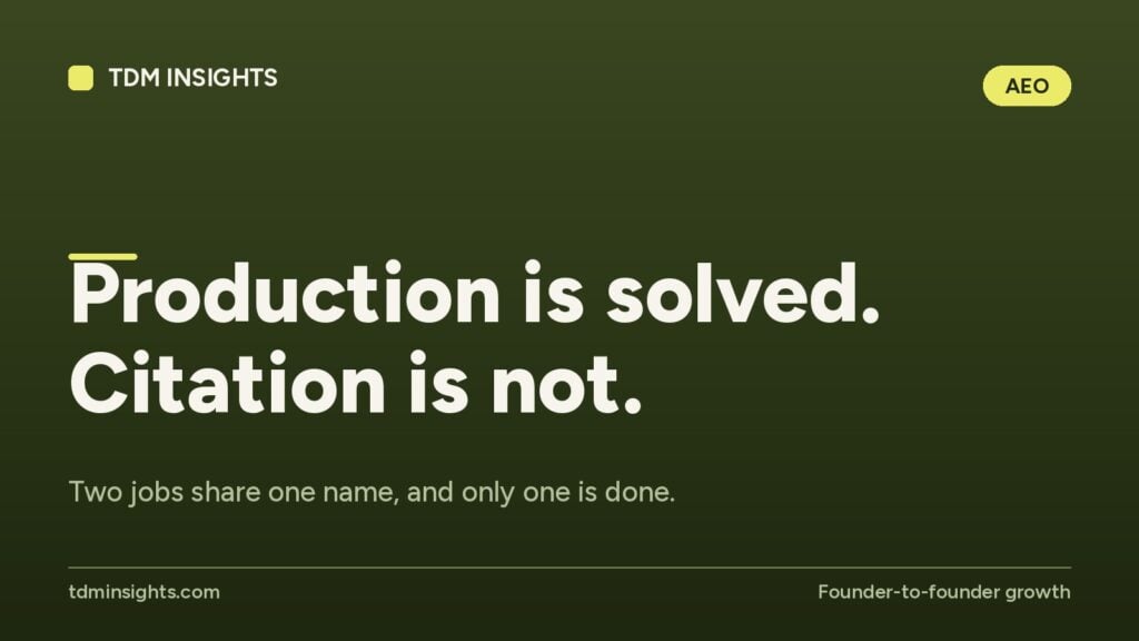 TDM Insights logo with the slogan 'Production is solved. Citation is not.'.