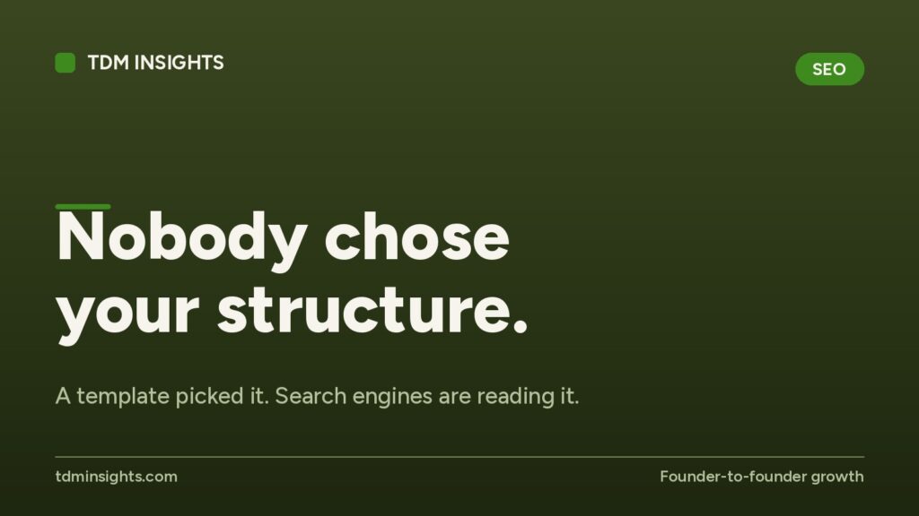 TDM Insights logo with the phrase Nobody Chose Your Structure on a green background.