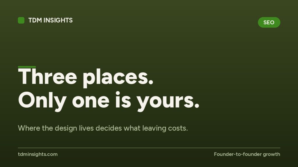 TDM Insights logo with slogan 'Three places. Only one is yours.'.